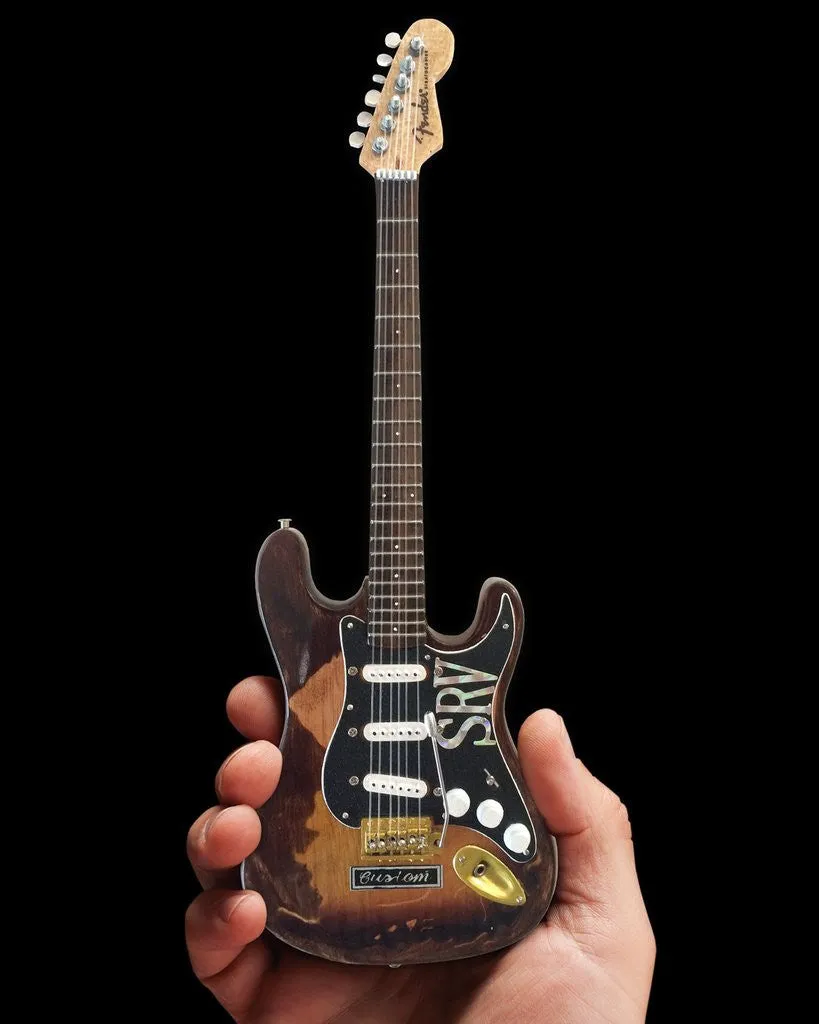 Axe Heaven Distressed SRV Custom Miniature Fender Strat Guitar Replica Collectible