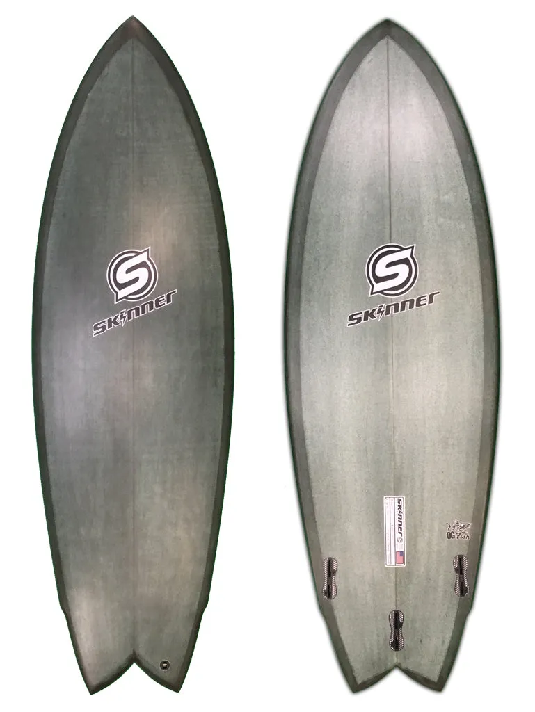 SOLD Skinner Surfboards 5'6 x 20.6 OG Fish Epoxy Army Green Pigment - Twin + 1