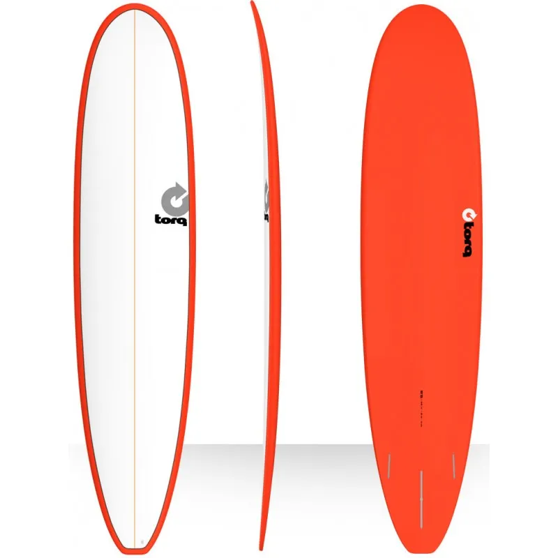 Torq 8'6 Longboard Epoxy Surfboard Pinline Red White Deck
